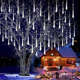 10-Tube 360 LED Meteor Shower Icicle String Lights, 14.44 ft Connectable Outdoor Falling Rain Lights