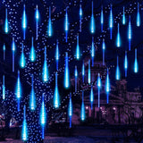 10-Tube 360 LED Meteor Shower Icicle String Lights, 14.44 ft Connectable Outdoor Falling Rain Lights