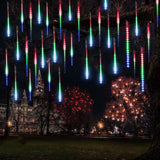 10-Tube 360 LED Meteor Shower Icicle String Lights, 14.44 ft Connectable Outdoor Falling Rain Lights