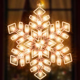 Lighted Double-Sided Snowflake Window Silhouette with 50 Lights, 15 × 13 Inches