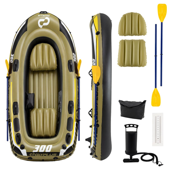 Costway Inflatable Boat Fishing Raft Set for 2 Adult &1 Kid Heavy-Dut ...