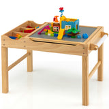 Costway Kids’ Multi-Activity Play Table – Reversible Block Surface, Study Desk, Storage & Paper Roll