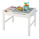 Costway Kids’ Multi-Activity Play Table – Reversible Block Surface, Study Desk, Storage & Paper Roll