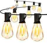 DAYBETTER 100 ft Solar Outdoor String Lights with 50 ST38 Shatterproof LED Bulbs, USB & Solar Powered Patio Lights