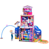 KidKraft 2-in-1 Beach & Rescue Center – 3-Level Wooden Playset with Moldable Sand & 50 Accessories