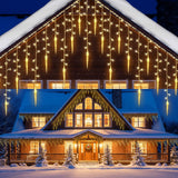 11.5 ft Christmas Icicle String Lights with 96 LEDs, 16 Drops and 8 Lighting Modes