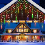 11.5 ft Christmas Icicle String Lights with 96 LEDs, 16 Drops and 8 Lighting Modes