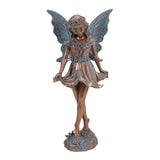 10" Dancing Fairy Garden Statue, Hand-Painted Bronze-Look Resin Outdoor Fairy Sculpture