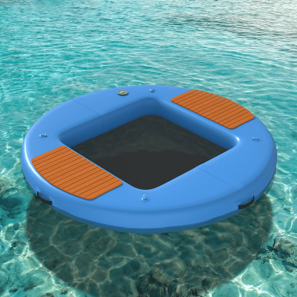 Danrelax 8 ft Inflatable Floating Dock with Mesh Swim Net, 6 in Thick ...