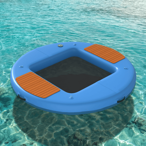 Danrelax 8 ft Inflatable Floating Dock with Mesh Swim Net, 6 in Thick ...
