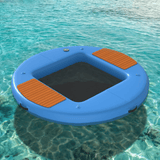 Danrelax 8 FT Inflatable Floating Dock with Mesh Swim Net – Round Floating Platform