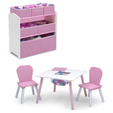 4-Piece Delta Children Toddler Playroom Set – Activity Table, 2 Chairs & 6-Bin Toy Organizer