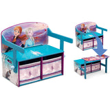 Disney Frozen 2-in-1 Kids’ Activity Bench & Desk – 2 Storage Bins, Blue/Purple, GREENGUARD Gold Certified