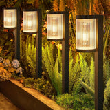 8 Pack Solar Pathway Lights, Stripe-transparent Shade & Tungsten-filament Landscape Lights