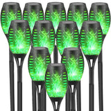 CATGOOD 12 Pack Solar Flickering Flame Torch Lights – Waterproof LED Tiki Lights