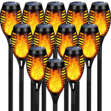 CATGOOD 12 Pack Solar Flickering Flame Torch Lights – Waterproof LED Tiki Lights