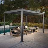 SunVilla Stratus 10' x 13' Motorized Aluminum Pergola with LED Lighting and Adjustable Louvers