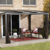 Sojag Budapest 10' x 12' Wall Mounted Sun Shelter with Retractable Roof, Curtains and Mosquito Netting