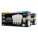 8-Pack A19 Feit Electric 100 W Replacement 5-CCT LED Glass Bulbs – 1600 lm, 13 W & Dimmable