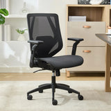 TrueWellness Mesh Office Chair - Ergonomic Adjustable Lumbar Mid Back 300lb Black