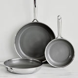 GreenPan Spectra Diamond 3-Piece Ceramic Nonstick Fry Pan Set, Tri-Ply Stainless Steel Pan
