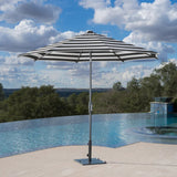 SunVilla 10' Round Solar LED Market Umbrella with Outdura Canopy, Auto-Tilt & 360° Rotation