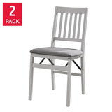 Stakmore Wood Upholstered Folding Chair, 2-Pack – Premium Wooden Folding Dining Chairs with Padded Seats