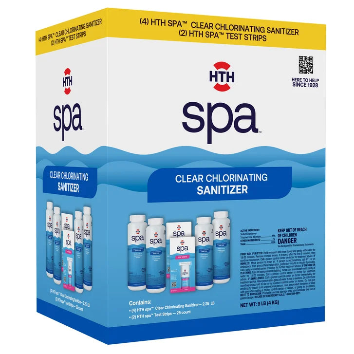 HTH Spa Clear Chlorinating Sanitizer Shock Treatment w/ Test Strips Bu ...