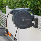 Giraffe Tools 82 ft Retractable Garden Hose Reel with Metal Bracket, Hose Cover & 9-Pattern Nozzle