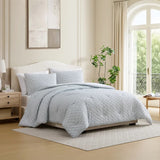 Jennifer Adams 3-Piece Yarn Dyed Comforter Set – All-Season Down Alternative Bedding with Woven Textured Design, Comforter and 2 Shams