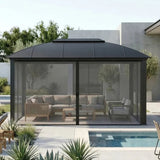 Paragon Siena Aluminum Hardtop Gazebo with Sliding Screen Walls