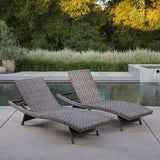 SunVilla Julia Woven Chaise Lounge 2-Pack – Stackable Outdoor Wicker Pool Lounge Chairs with Reclining Backrest