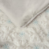 Holiday Embroidered Faux Fur Throw Blanket, 60" x 70" Snowflake Candy Cane Tree
