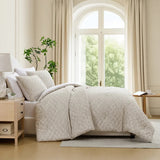 Jennifer Adams 3-Piece Yarn Dyed Comforter Set – All-Season Down Alternative Bedding with Woven Textured Design, Comforter and 2 Shams