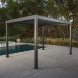 SunVilla Stratus 10' x 13' Motorized Aluminum Pergola with LED Lighting and Adjustable Louvers