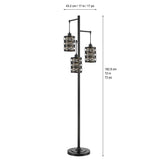 Bridgeport Designs Mendocino 3-Light Black Metal LED Floor Lamp with Gold Interior