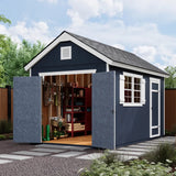 Yardline Crestwood 14' x 8' Wood Storage Shed Kit – Pre-Cut Outdoor Backyard Shed with Floor, Loft & Windows