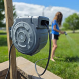 Sunneday 100 ft x 5/8" Automatic Retractable Garden Hose Reel with 180° Swivel Wall Mount