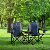 Timber Ridge Outdoor Loveseat Folding Camping Chair with Integrated Center Table