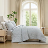 Jennifer Adams 3-Piece Yarn Dyed Comforter Set – All-Season Down Alternative Bedding with Woven Textured Design, Comforter and 2 Shams