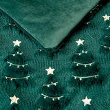 Holiday Embroidered Faux Fur Throw Blanket, 60" x 70" Snowflake Candy Cane Tree