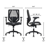 TrueWellness Mesh Office Chair - Ergonomic Adjustable Lumbar Mid Back 300lb Black