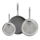 GreenPan Spectra Diamond 3-Piece Ceramic Nonstick Fry Pan Set, Tri-Ply Stainless Steel Pan