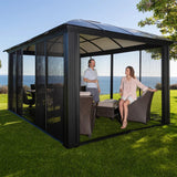 Paragon Siena Aluminum Hardtop Gazebo with Sliding Screen Walls
