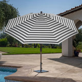 SunVilla 11' Round Cabana Stripe Aluminum Market Umbrella with Sunbrella Fabric