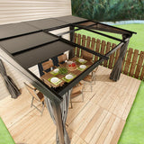 Sojag Budapest 10' x 12' Wall Mounted Sun Shelter with Retractable Roof, Curtains and Mosquito Netting