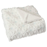 Holiday Embroidered Faux Fur Throw Blanket, 60" x 70" Snowflake Candy Cane Tree