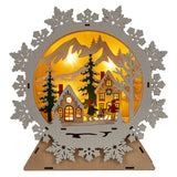 11.6" H Wooden Christmas Light-Up Icons Snowflake & Tree 3D LED Statue, Set of 2