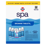 HTH Spa Bromine Tablets with Test Strips Hot Tub Water Sanitizer Bundle