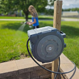 Sunneday 100 ft x 5/8" Automatic Retractable Garden Hose Reel with 180° Swivel Wall Mount